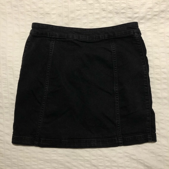 Free People Black Side Button Mini Skirt - Picture 6 of 8